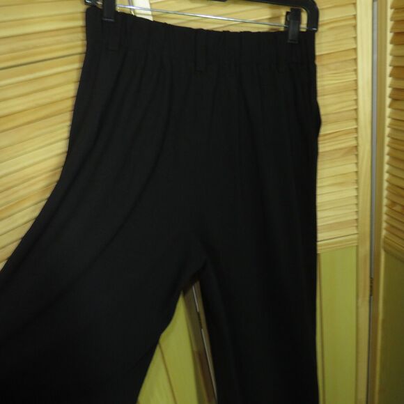 Halara Black Pleated Textured High Waist Wide Leg Pull On Pants Sz PETITE LARGE - Picture 8 of 10